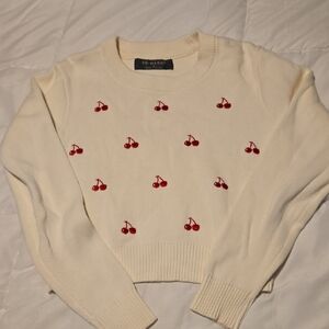 Primark Cream Sweater with Red Cherry Embroidery